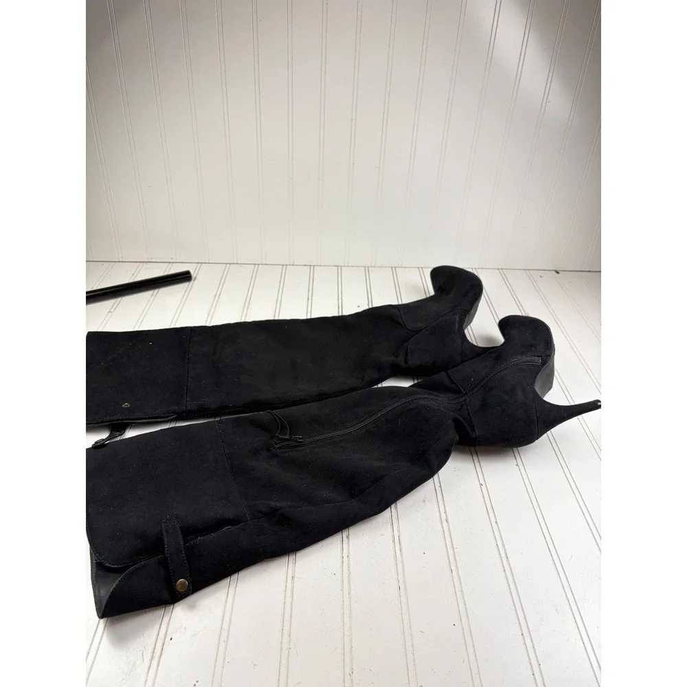 Mossimo Vintage Y2K Black Suede Over The Knee Stiletto Boots Women's Size 8 NWT